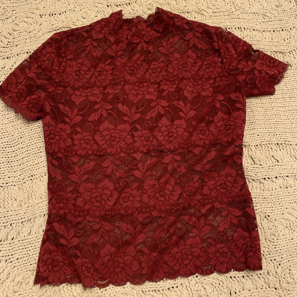 Guess blouse. Burgundy lace. Size medium.